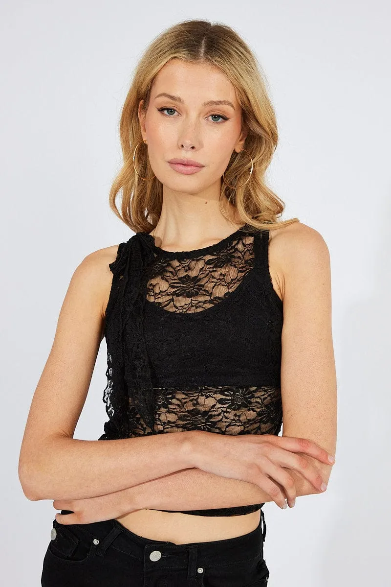 Black Lace Top Sleeveless sold by Ally Fashion product image thumbnail 3