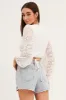 White Bolero Long Sleeve Tie Front V Neck Lace sold by Ally Fashion