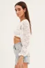 White Bolero Long Sleeve Tie Front V Neck Lace sold by Ally Fashion