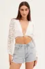 White Bolero Long Sleeve Tie Front V Neck Lace sold by Ally Fashion