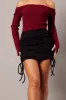 Black Mini Skirt Side Ruched sold by Ally Fashion