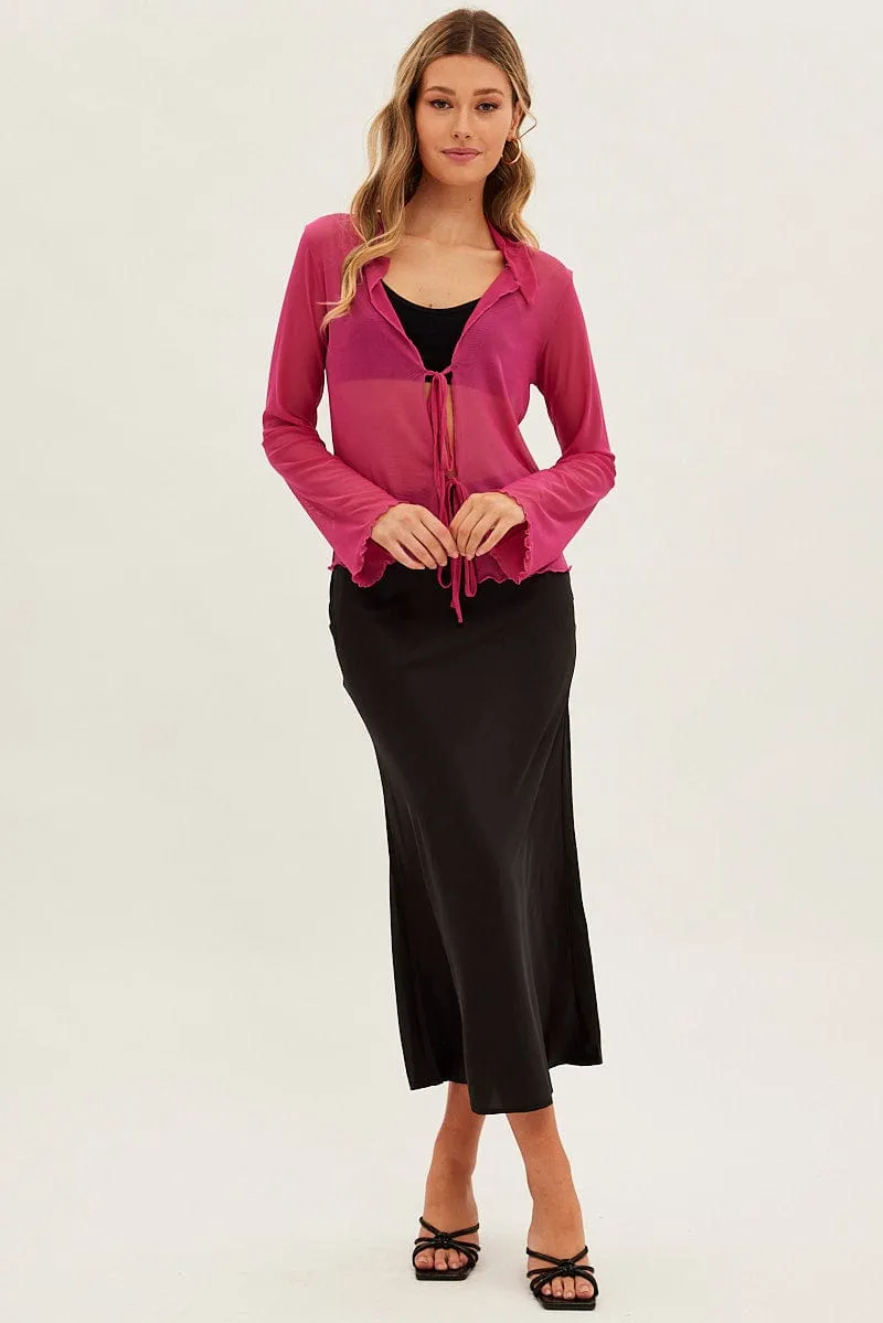 Pink Mesh Cardigan Long Sleeve sold by Ally Fashion product image thumbnail 2