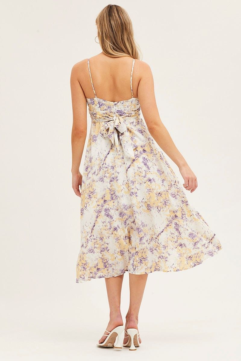 Abstract Print Gathered Bust Tie Back Midi Dress sold by Ally Fashion product image thumbnail 5