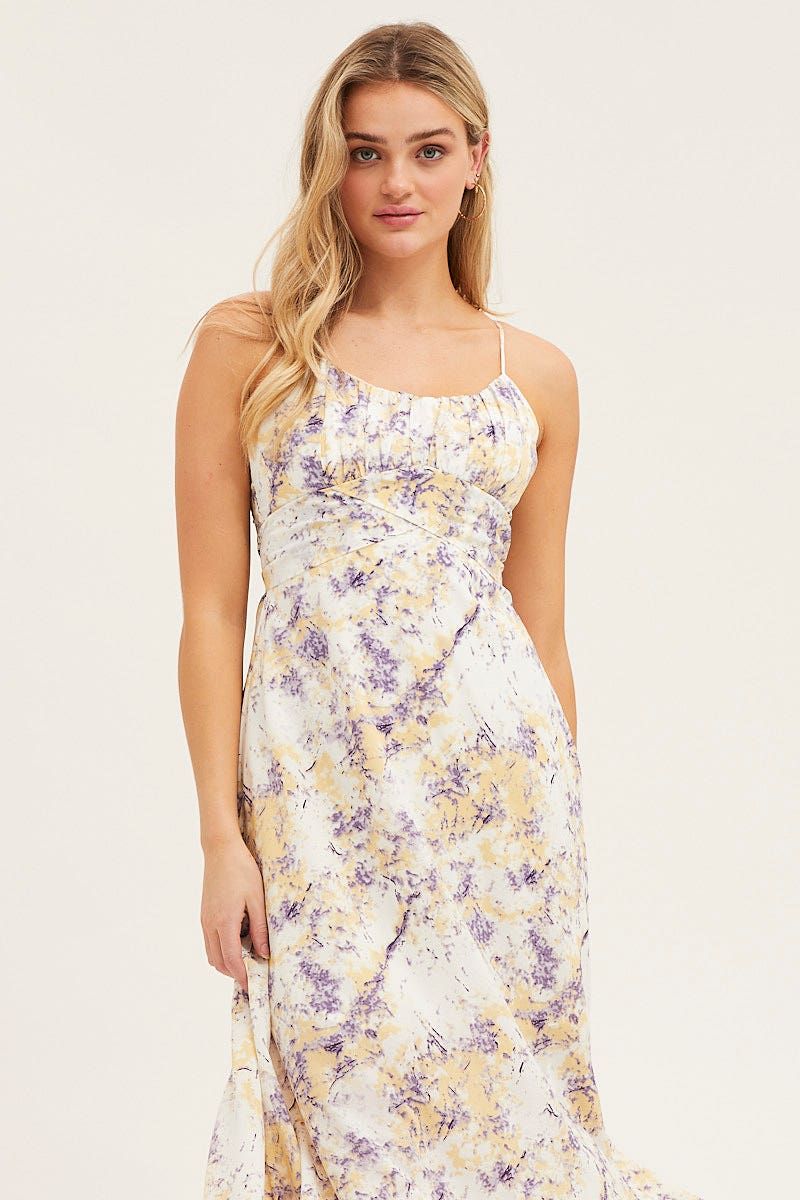 Abstract Print Gathered Bust Tie Back Midi Dress sold by Ally Fashion product image thumbnail 2