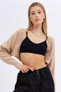 Beige Knit Shrug sold by Ally Fashion