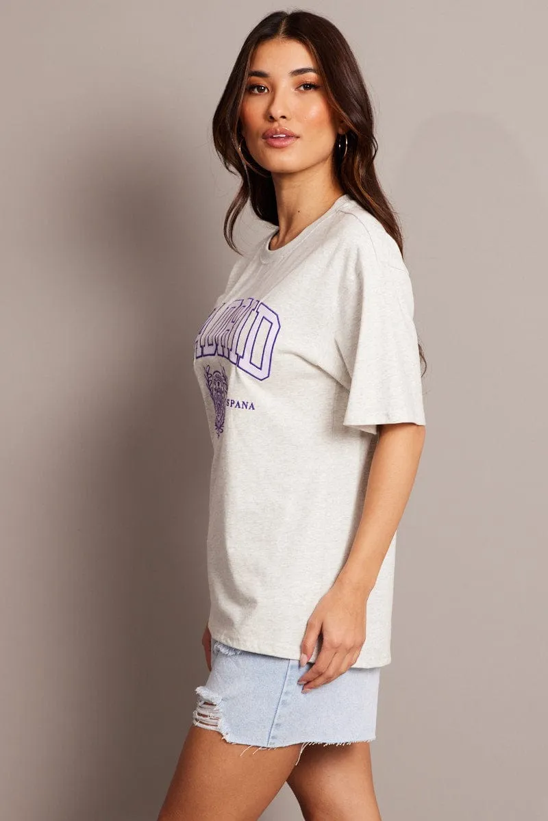 Grey Graphic Tee Short Sleeve sold by Ally Fashion product image thumbnail 4