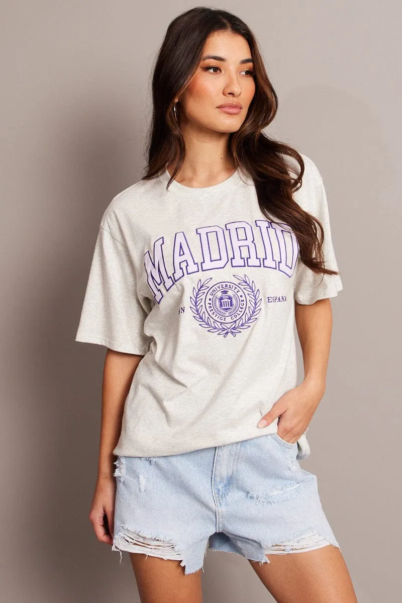 Grey Graphic Tee Short Sleeve sold by Ally Fashion