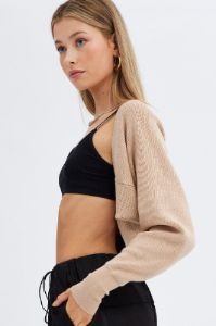 Beige Knit Shrug sold by Ally Fashion