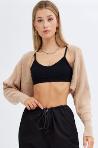 Beige Knit Shrug sold by Ally Fashion