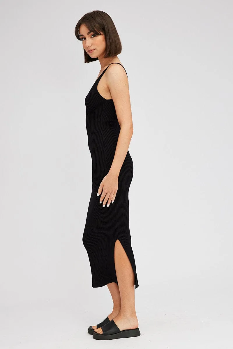 Black Knit Dress Sleeveless Midi sold by Ally Fashion product image thumbnail 4