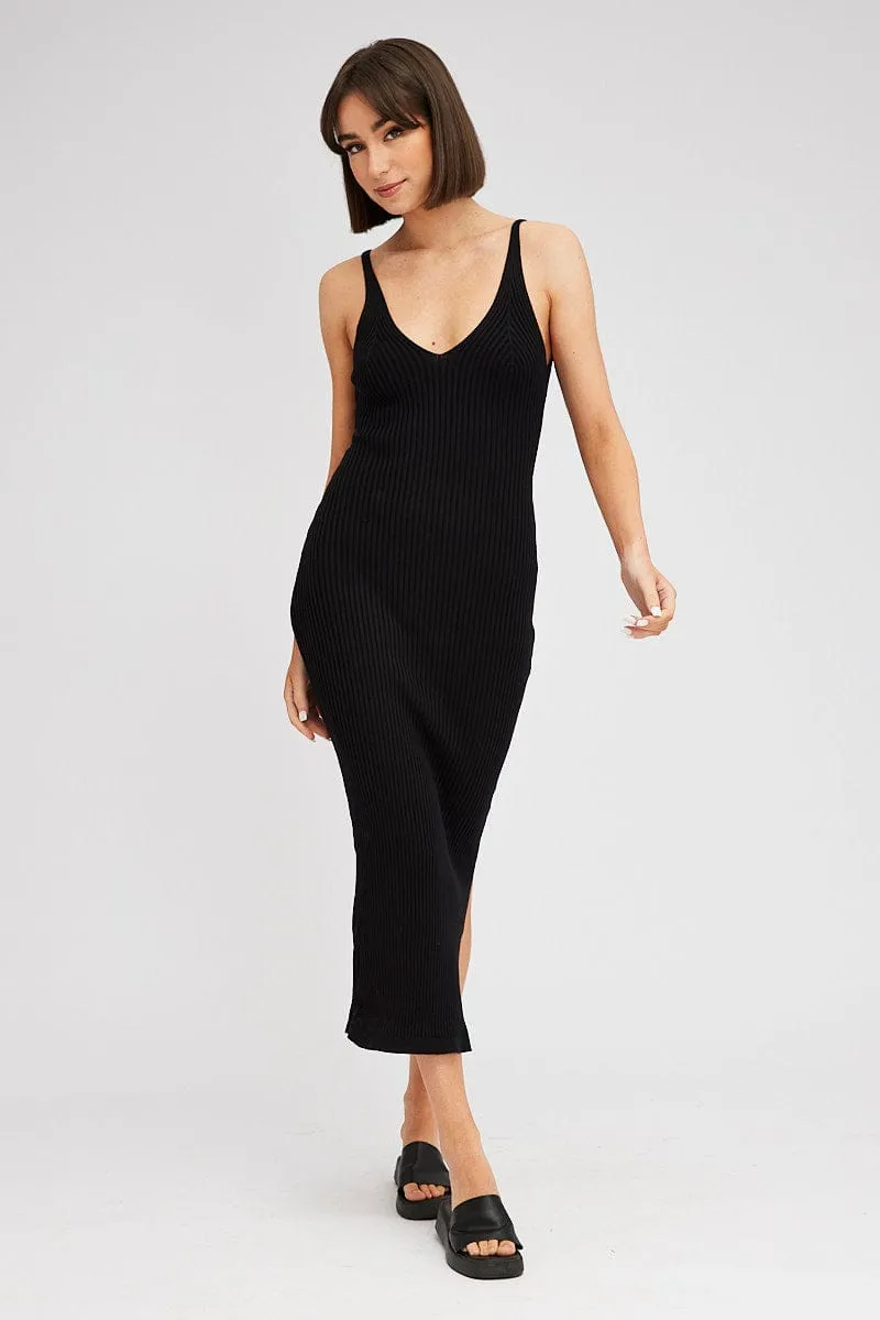 Black Knit Dress Sleeveless Midi sold by Ally Fashion product image thumbnail 3
