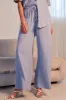Blue Wide Leg Pants High Rise Textured Fabric sold by Ally Fashion
