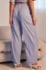 Blue Wide Leg Pants High Rise Textured Fabric sold by Ally Fashion