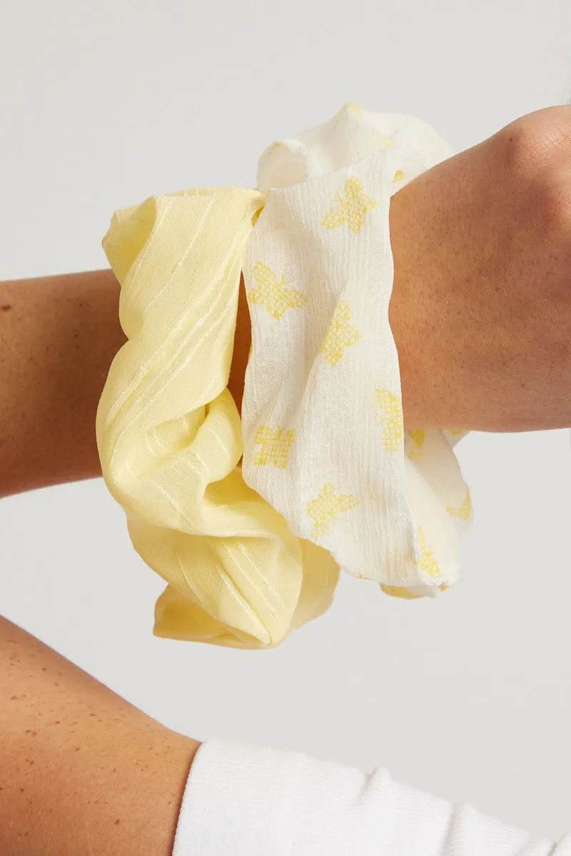 Yellow 3 pack scrunchies sold by Ally Fashion product image thumbnail 3