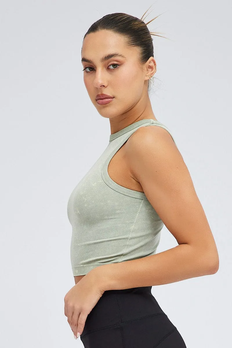 Green Tank Top Crew Neck Washed Seamless sold by Ally Fashion product image thumbnail 4