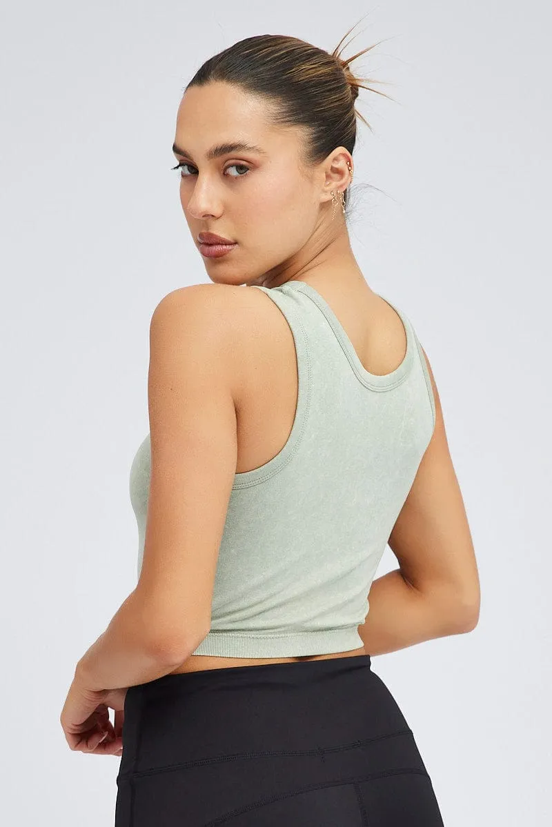 Green Tank Top Crew Neck Washed Seamless sold by Ally Fashion product image thumbnail 5