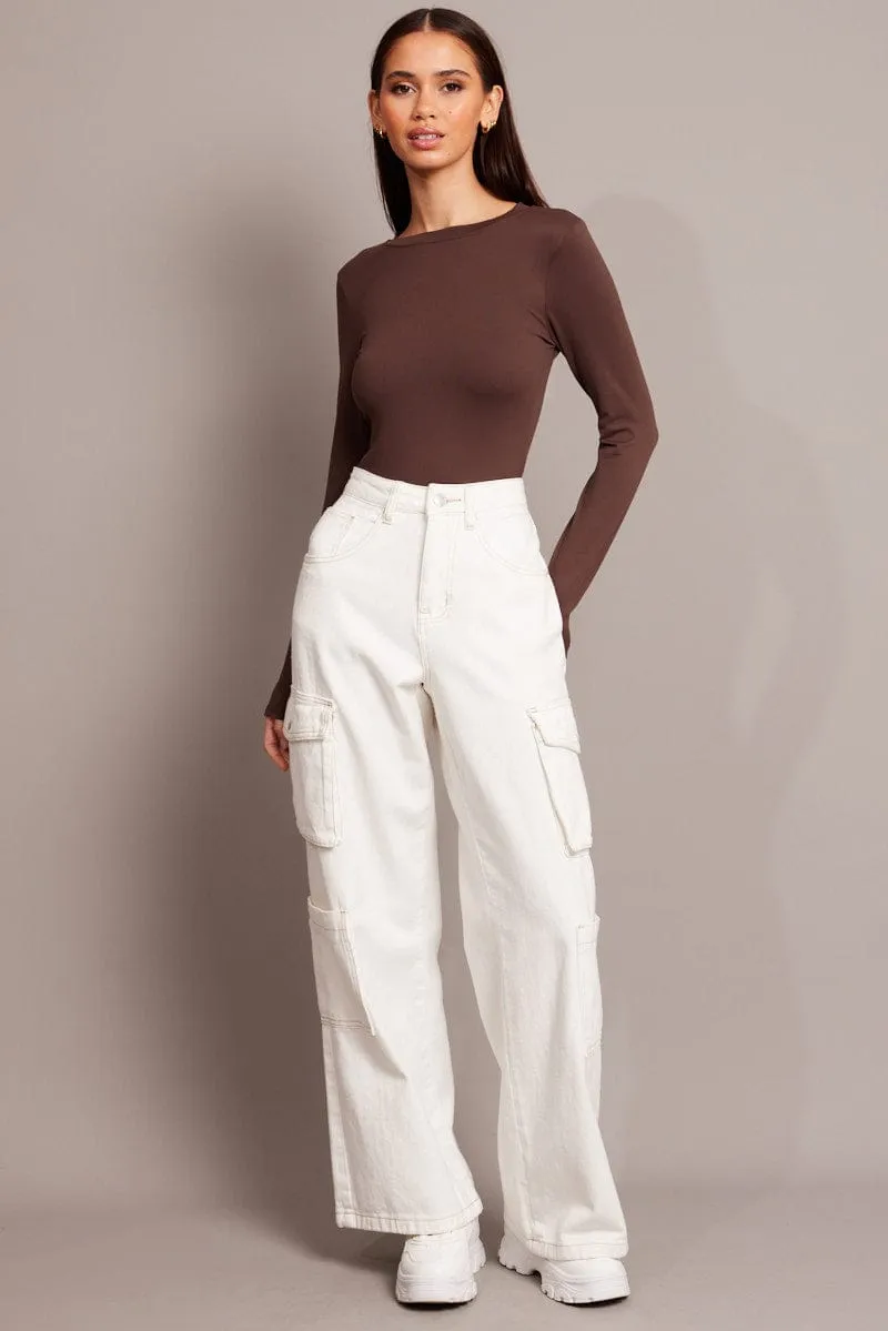 Brown Supersoft Bodysuit Long Sleeve sold by Ally Fashion product image thumbnail 2