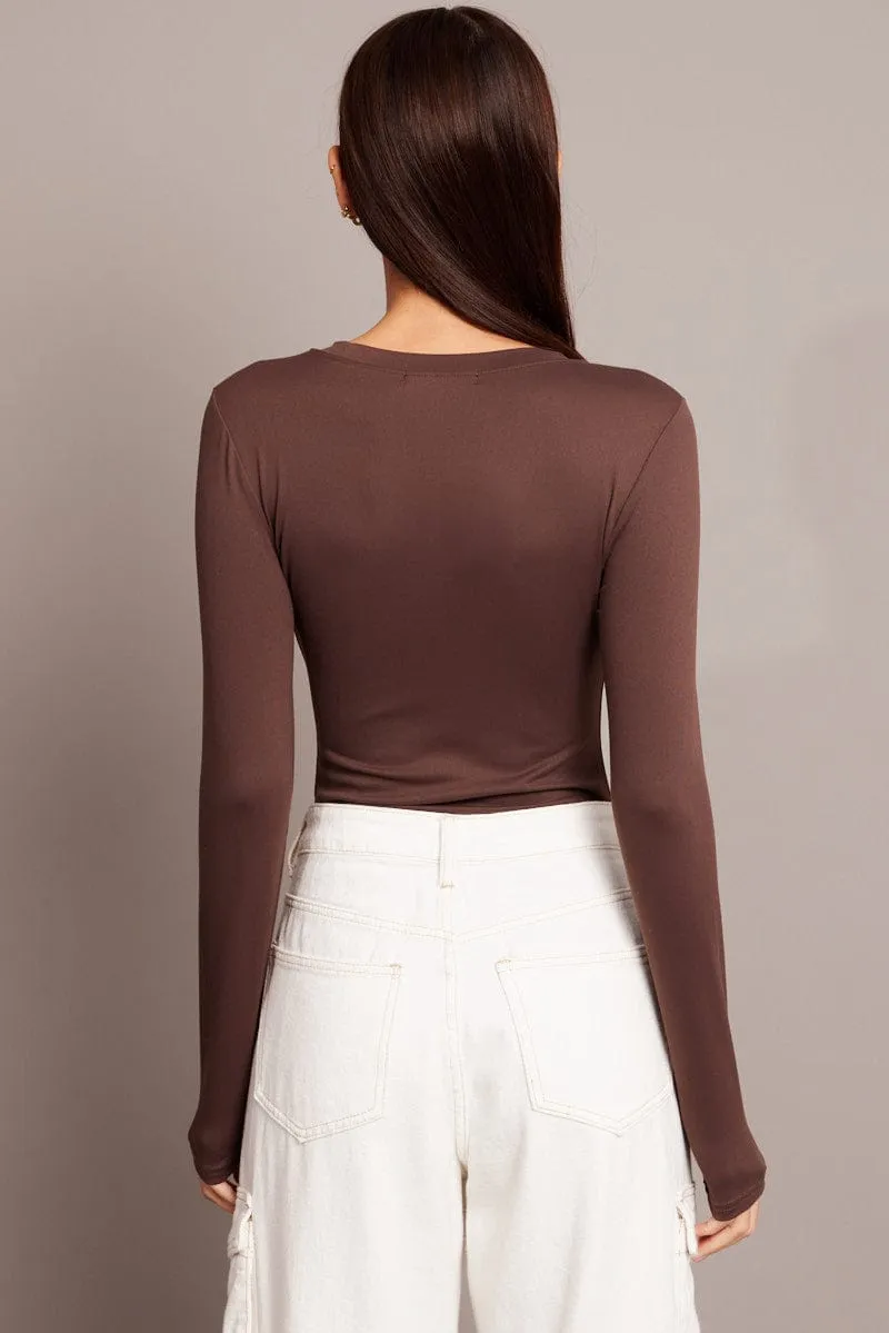 Brown Supersoft Bodysuit Long Sleeve sold by Ally Fashion product image thumbnail 4