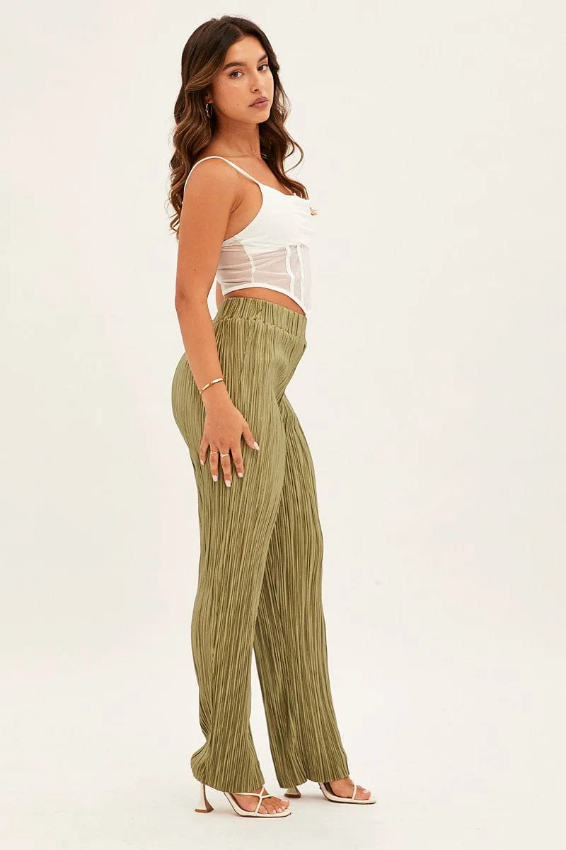 Green Plisse Pants Wide Leg sold by Ally Fashion product image thumbnail 4