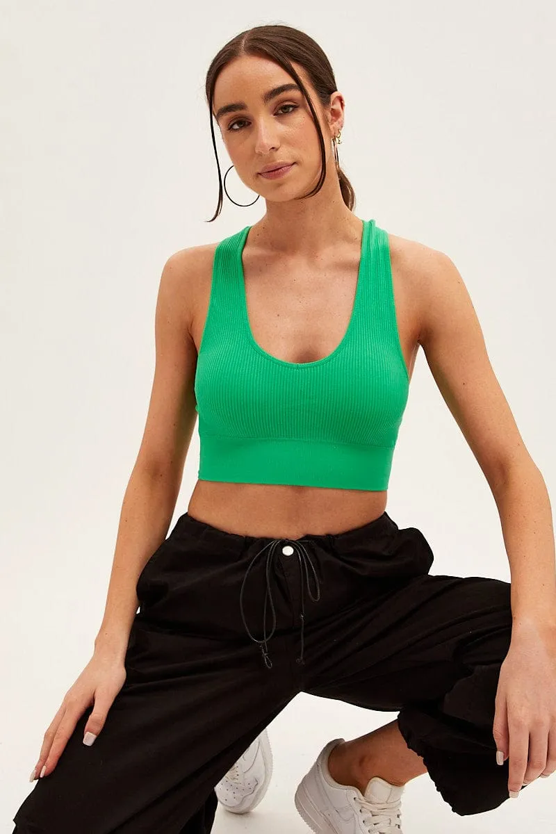 Green Seamless Crop Top Bralette sold by Ally Fashion