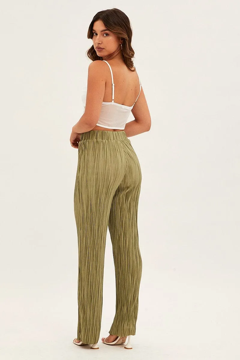 Green Plisse Pants Wide Leg sold by Ally Fashion product image thumbnail 5