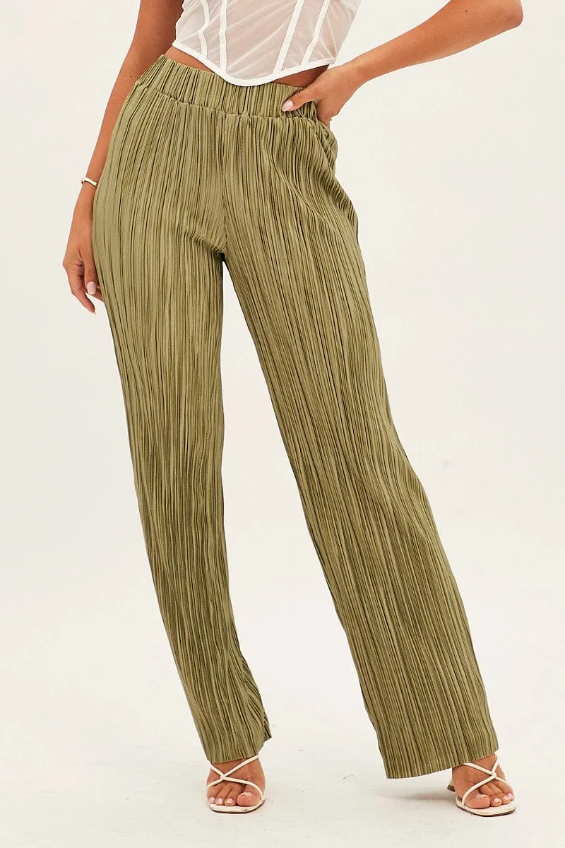 Green Plisse Pants Wide Leg sold by Ally Fashion product image thumbnail 2
