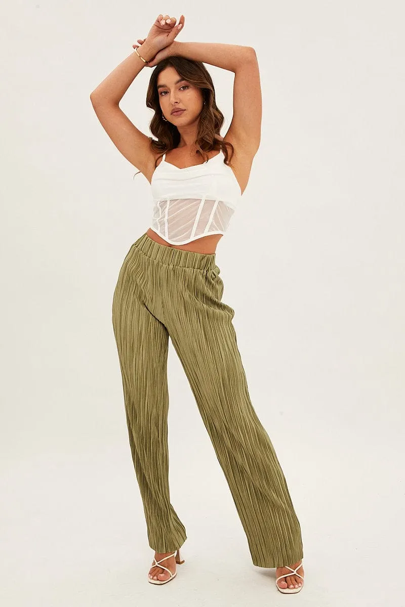 Green Plisse Pants Wide Leg sold by Ally Fashion product image thumbnail 3