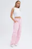 Pink Cargo Pants Mid-Rise Wide Leg Parachute sold by Ally Fashion