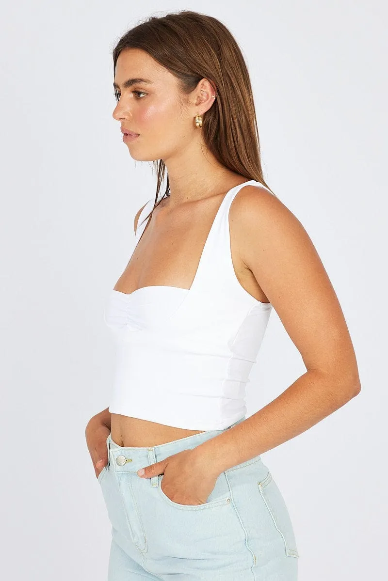 White Crop Top Short Sleeveless sold by Ally Fashion product image thumbnail 4