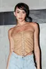 Beige Front Tie Corset Top sold by Ally Fashion