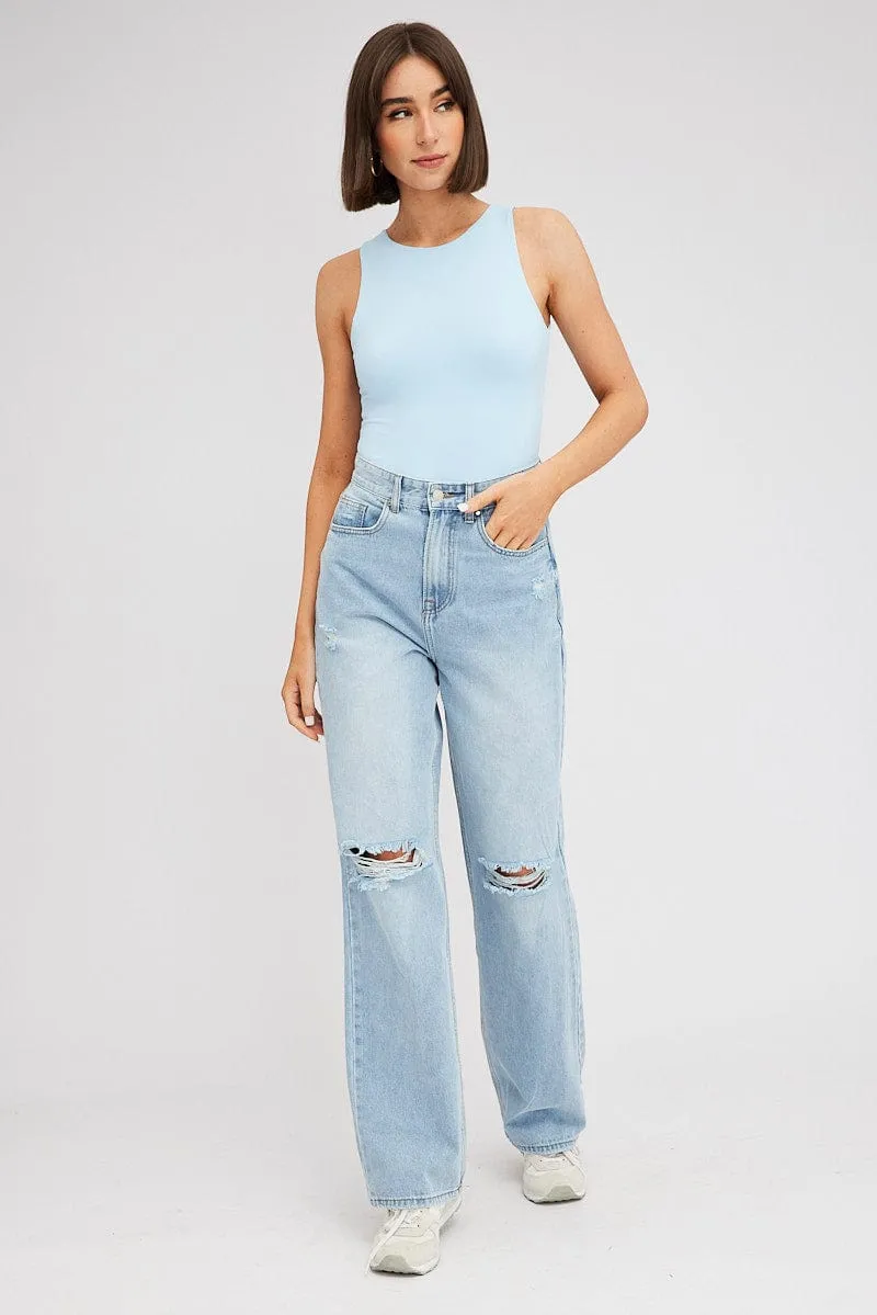 Blue Supersoft Bodysuit Sleeveless sold by Ally Fashion product image thumbnail 3