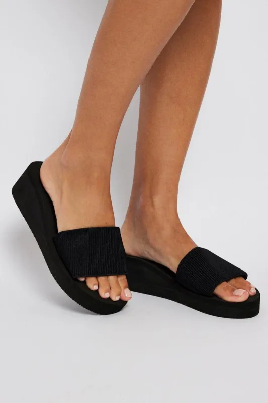 Black Flatform Sandals sold by Ally Fashion