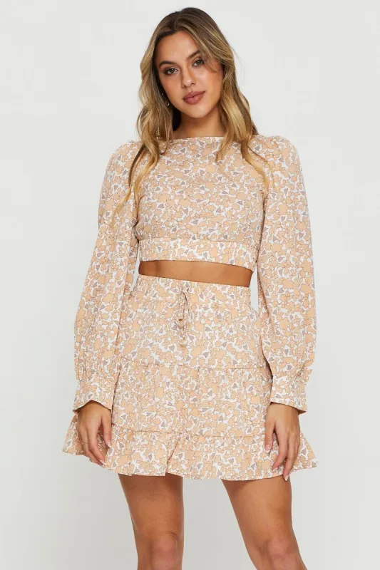 Print Frill Skater Skirt sold by Ally Fashion