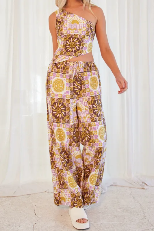 Multi Abstract Wide Leg Pants High Rise sold by Ally Fashion