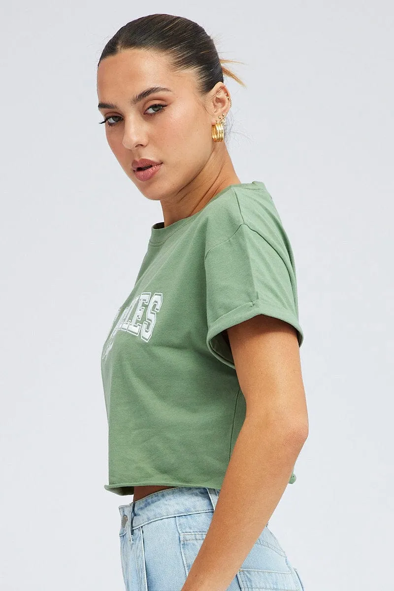 Green Graphic T Shirt Short Sleeve Crew Neck sold by Ally Fashion product image thumbnail 4