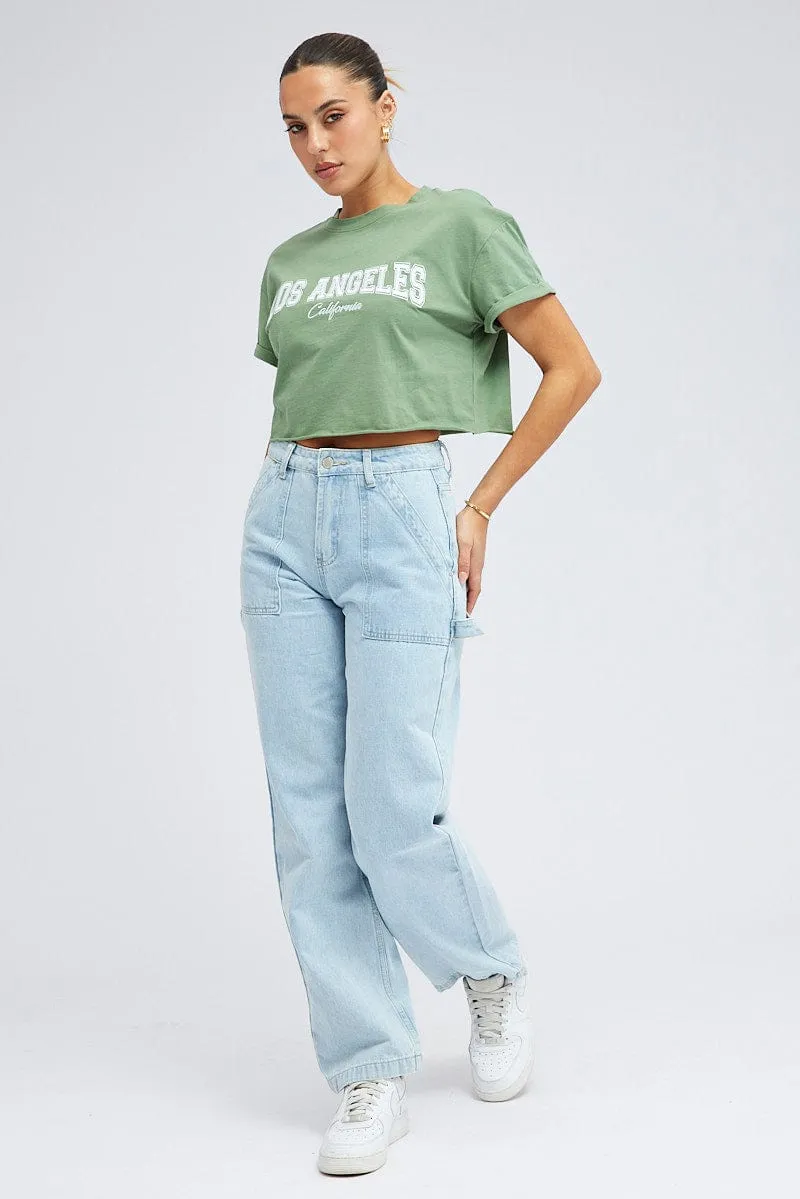 Green Graphic T Shirt Short Sleeve Crew Neck sold by Ally Fashion product image thumbnail 2