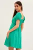 Green Square Neck Puff Sleeve Skater Dress sold by Ally Fashion