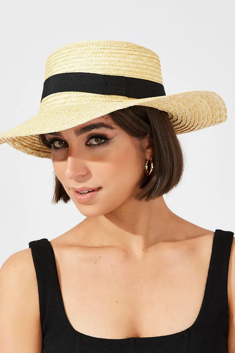 Beige Wide Brim Straw Hat sold by Ally Fashion product image thumbnail 2