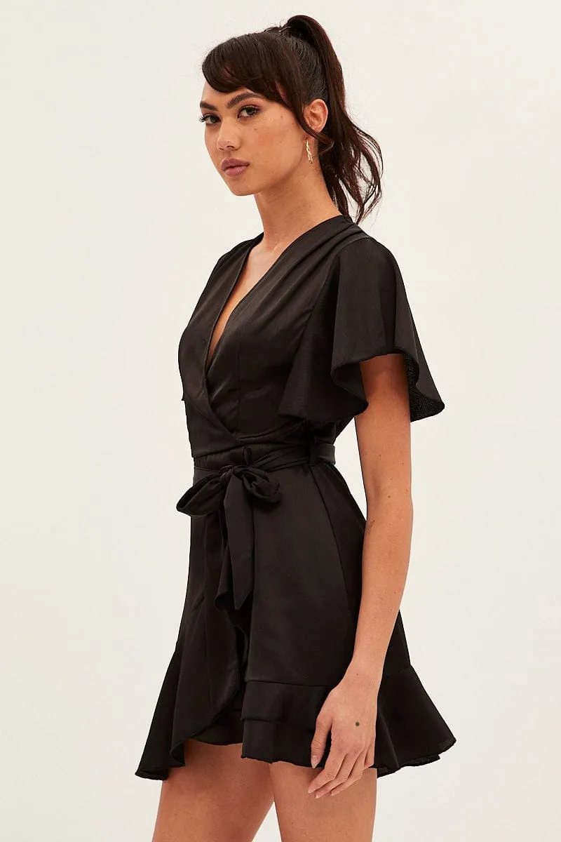 Black Wrap Dress Evening Satin sold by Ally Fashion product image thumbnail 4