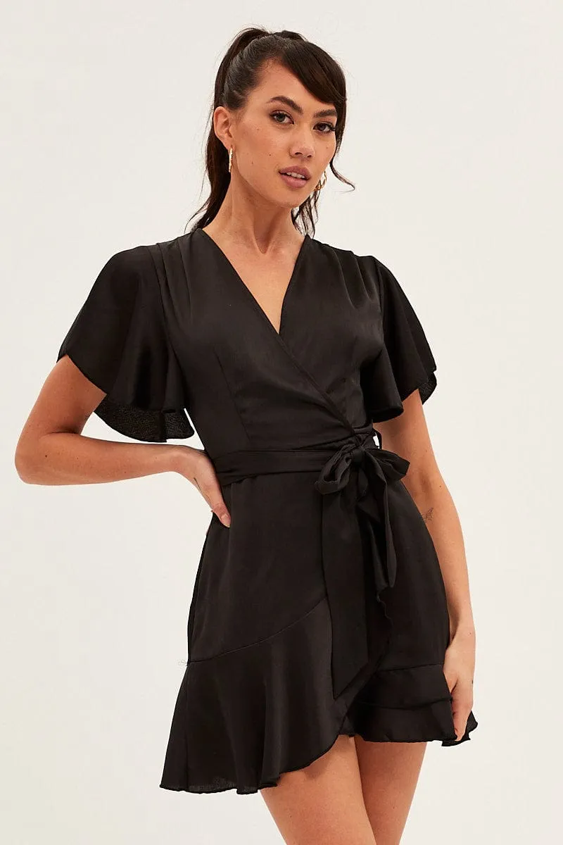 Black Wrap Dress Evening Satin sold by Ally Fashion product image thumbnail 3