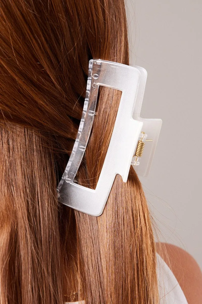 White 2 Pack Claw Clips sold by Ally Fashion