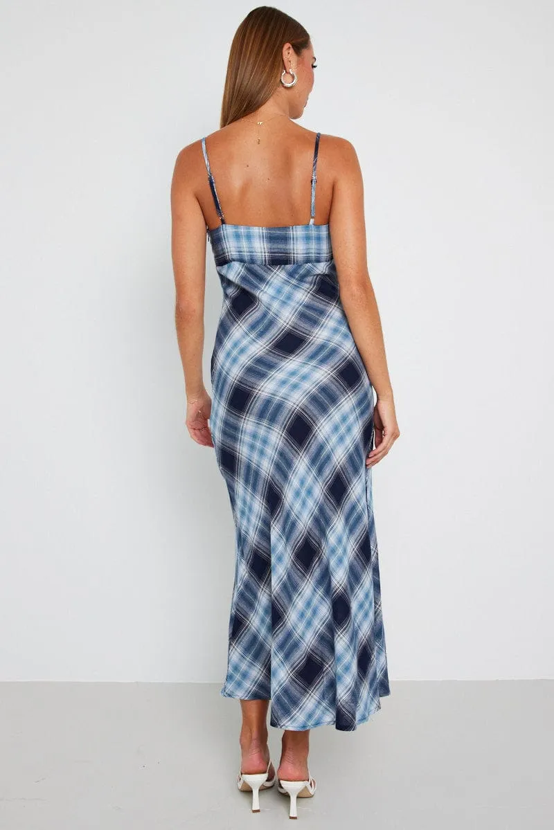 Multi Check Maxi Slip Dress Bias Cut sold by Ally Fashion product image thumbnail 5