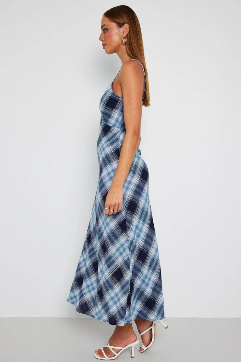 Multi Check Maxi Slip Dress Bias Cut sold by Ally Fashion product image thumbnail 4