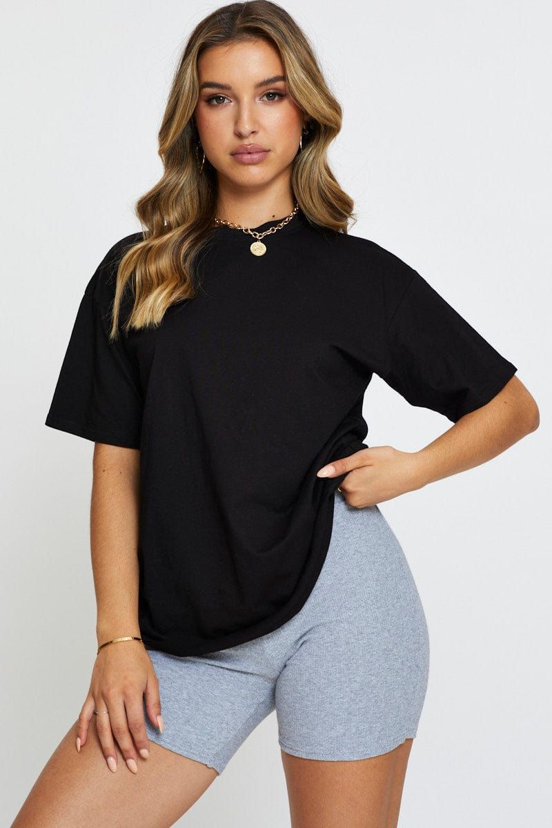 Black Oversized T Shirt Short Sleeve Crew Neck sold by Ally Fashion product image thumbnail 3
