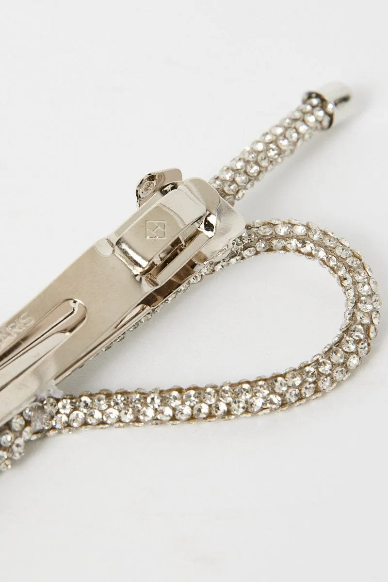 Silver Diamonte Bow Hair Clip sold by Ally Fashion product image thumbnail 2