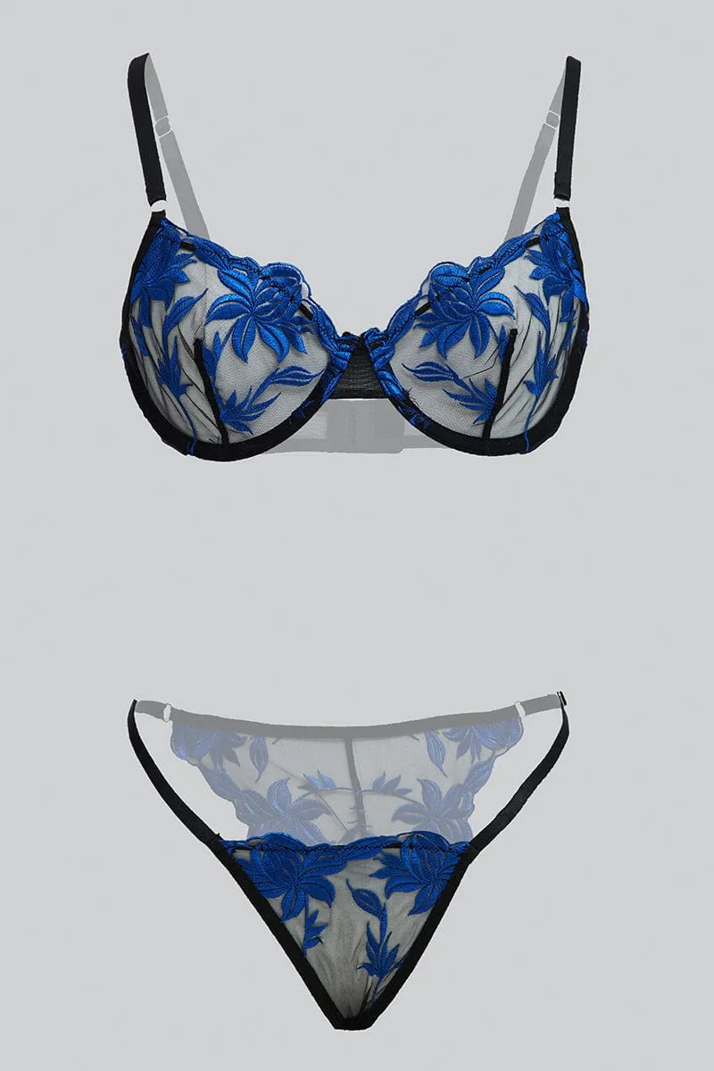 Blue Embroidered Lingerie Set sold by Ally Fashion