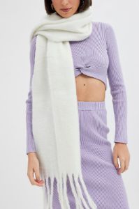 White Chunky Fluffy Tassel Scarf sold by Ally Fashion