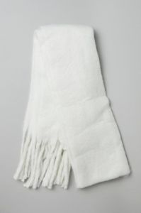 White Chunky Fluffy Tassel Scarf sold by Ally Fashion