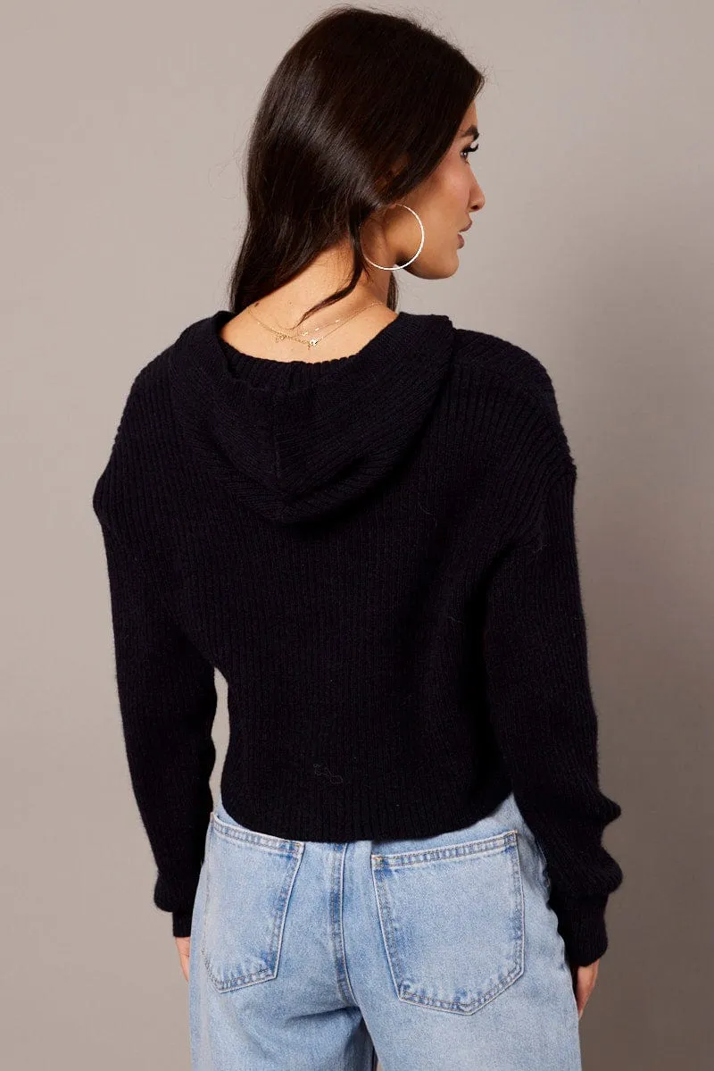 Black Knit Cardigan Long Sleeve Hooded sold by Ally Fashion product image thumbnail 5