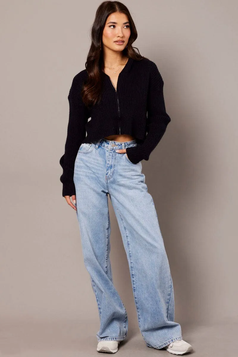 Black Knit Cardigan Long Sleeve Hooded sold by Ally Fashion product image thumbnail 2